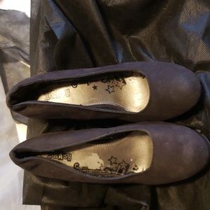 Black suede feel platform wedges